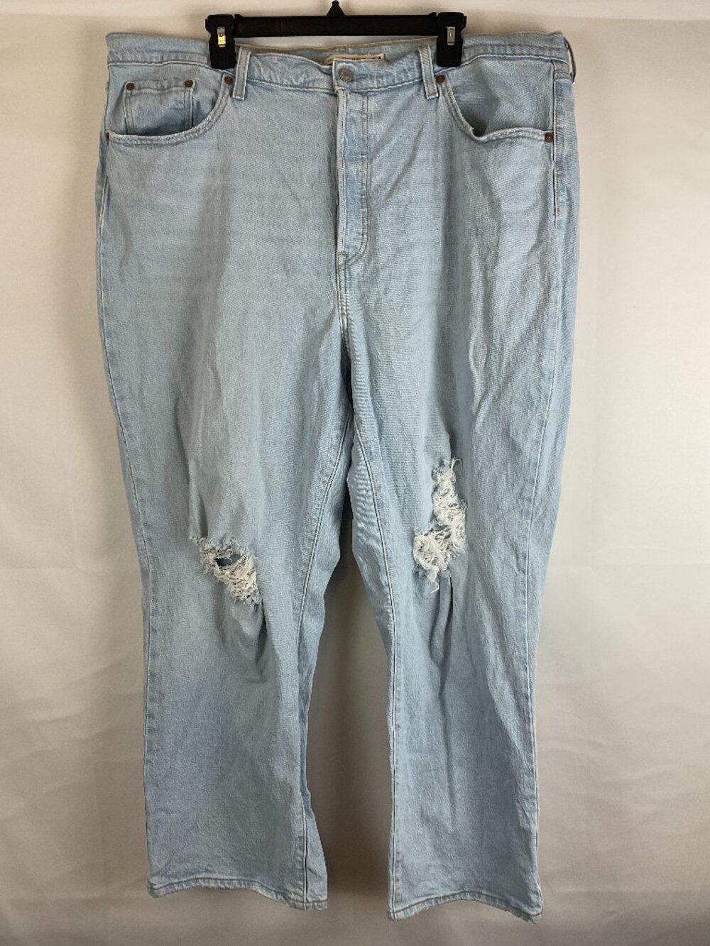 Levi's Ribcage Straight Ankle Jeans 20W Light Blue Wash Distressed